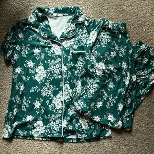 Green Flowered Pajama Set